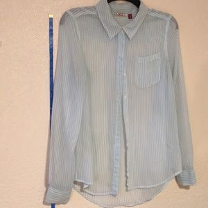 Blue and white stripped button down